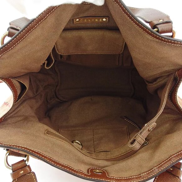 CELINE shoulder bag macadam pink coating canvas ?~ leather Authentic - Picture 6 of 9